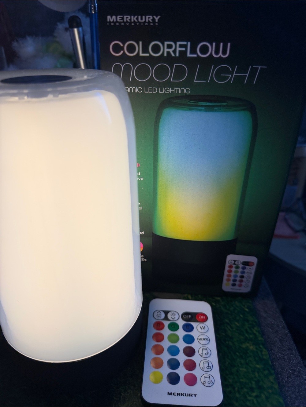 Merkury ColorFlow Mood Light Lantern — White LED Color-Changing Lamp